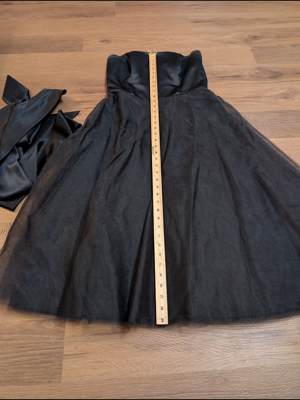 Dessy Collection 2054 Strapless Tulle Midi Dress Wide Convertible Sash Size 10 - Picture 2 of 10